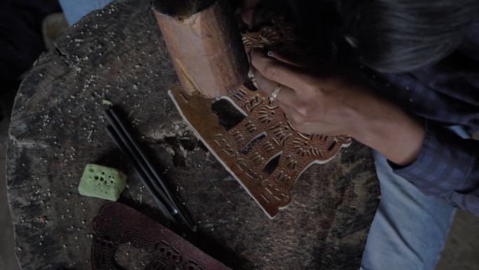 柬埔寨纯手工皮雕艺术品制作加工过程