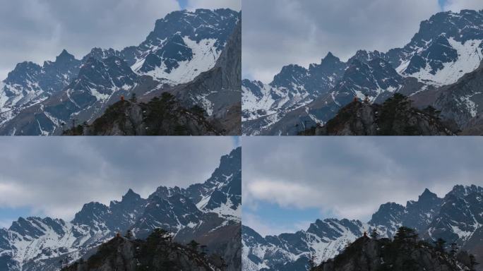 航拍玉龙雪山登山