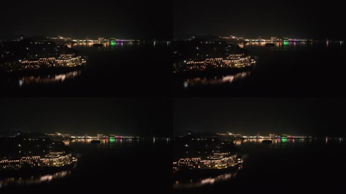 4K航拍浙江杭州淳安县千岛湖夜景风光