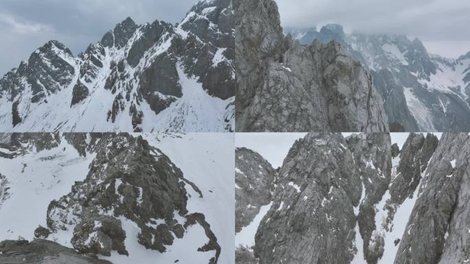 航拍玉龙雪山登山