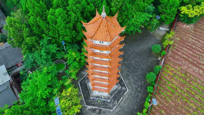 航拍千年古刹佛教圣地四川乐至报国寺