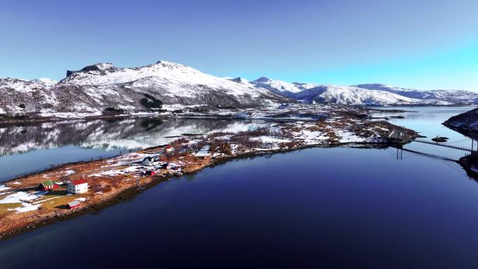 4K航拍挪威塞尼亚岛无限风光雪景