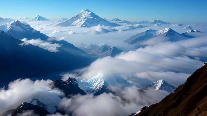 攀登登山团队雪山奋斗登顶