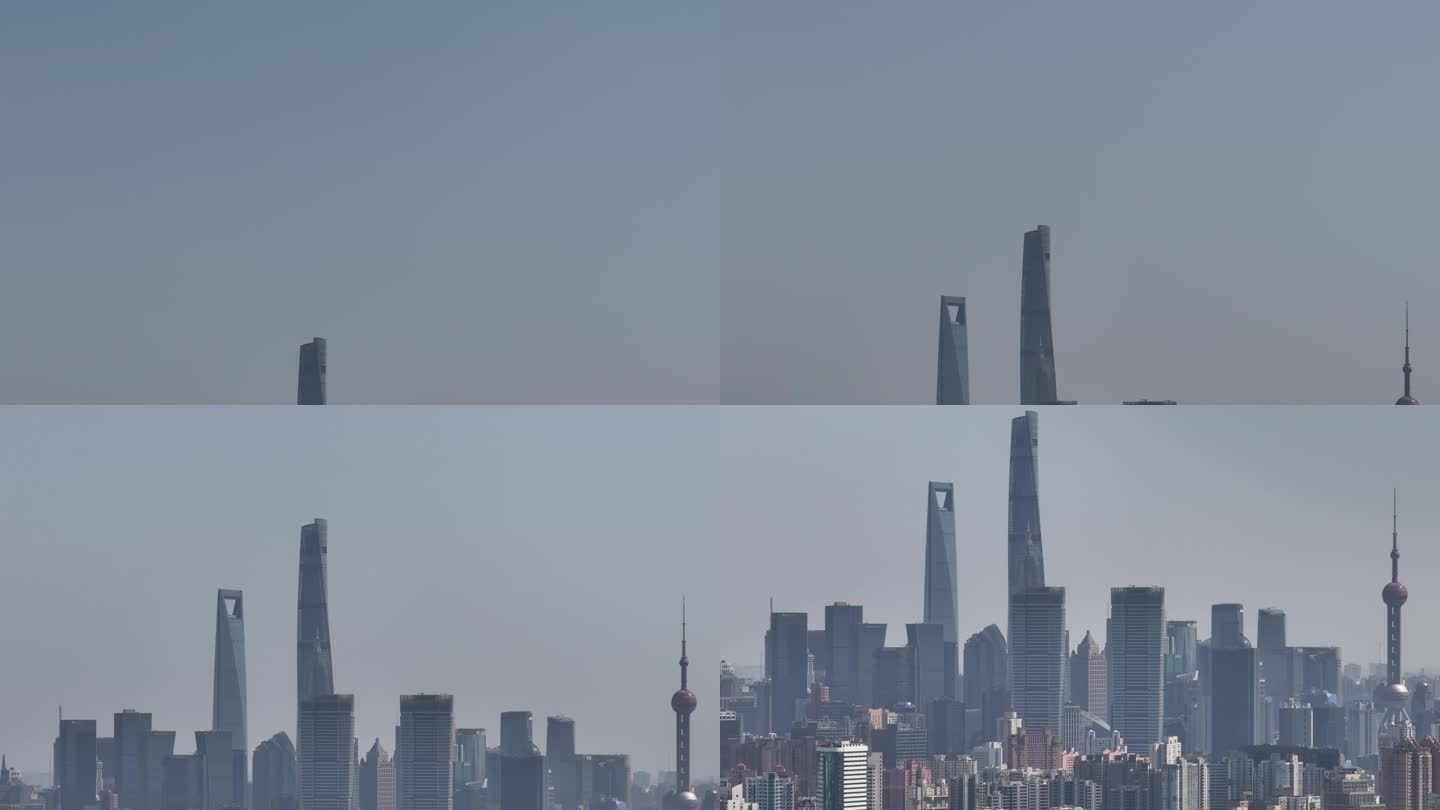 航拍上海杨浦区看三件套晴天