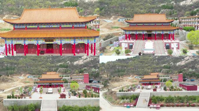 邹城鸿山寺 大雄宝殿 航拍寺庙