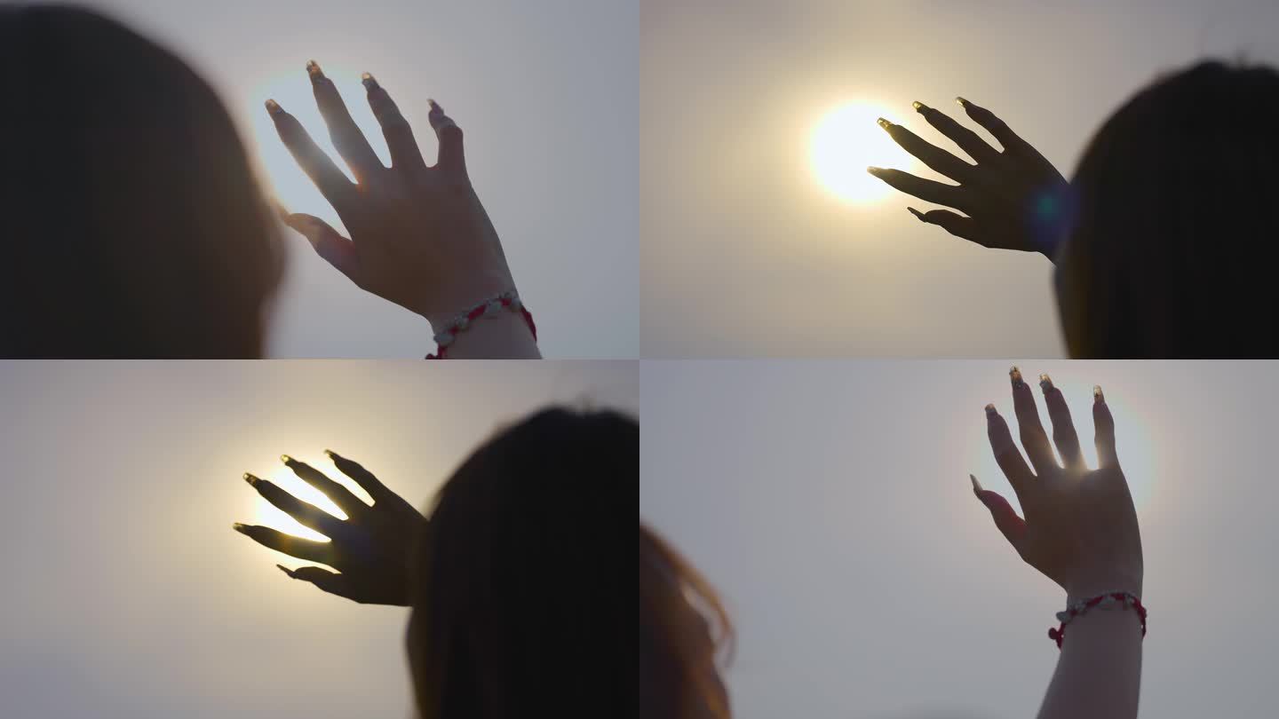 手 阳光 指缝阳光 阳光光线从手指间穿过