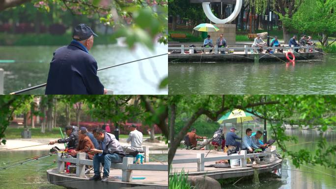 湖边休闲垂钓