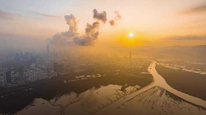 深圳福田航拍延时摄影素材