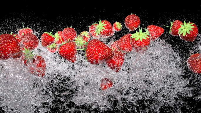 草莓飞溅素材镜头