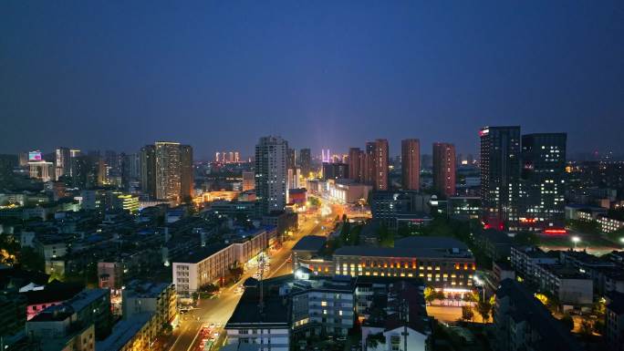 航拍徐州电视塔夜景和平路中山南路徐州旅游