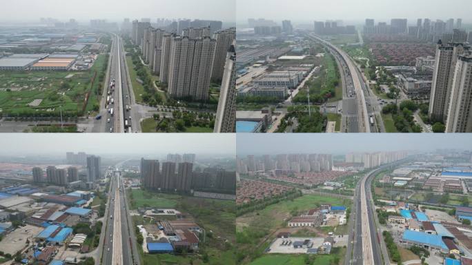 4K航拍南京江北边界滁州汊河新城