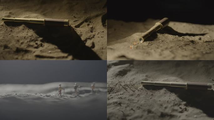 微缩人物科学探险望远镜沙漠火星月球片头