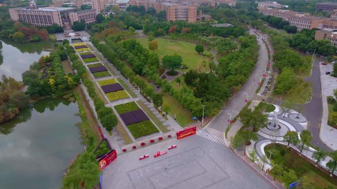 福州大学旗山校区航拍校园风景风光福建