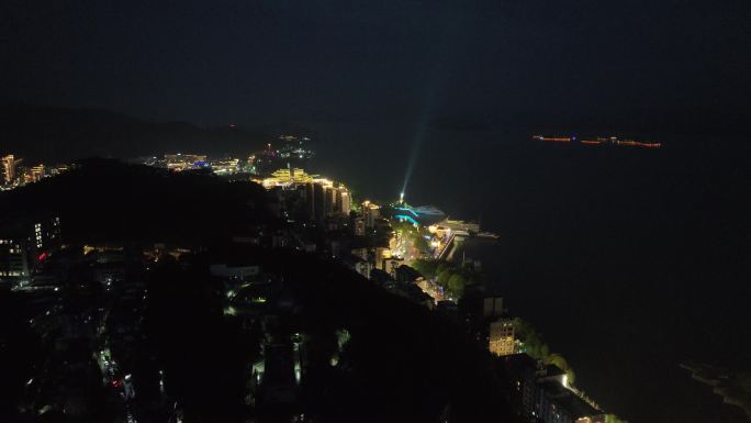 4K航拍浙江杭州淳安县千岛湖夜景风光