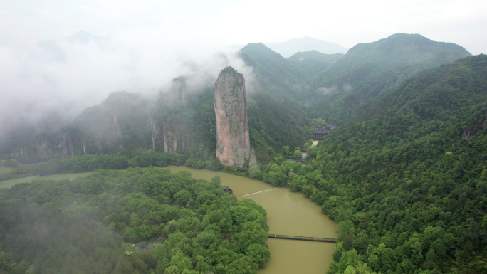 航拍浙江丽水缙云仙都风景区自然风光