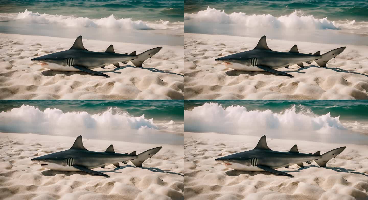 鲨鱼游泳海滩