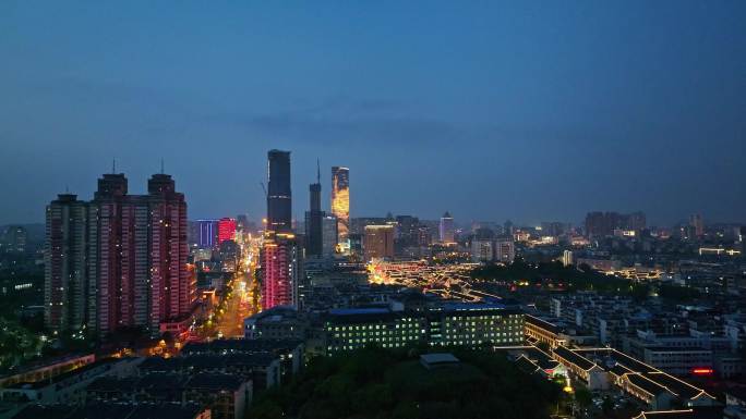 航拍徐州电视塔夜景和平路中山南路徐州旅游