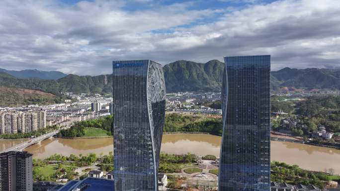 航拍浙江丽水龙泉市万达广场