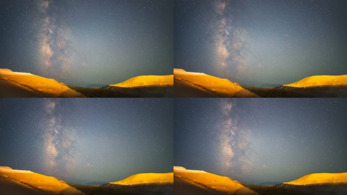 中国西北甘肃张掖沙漠干旱地区夜晚夏季星空