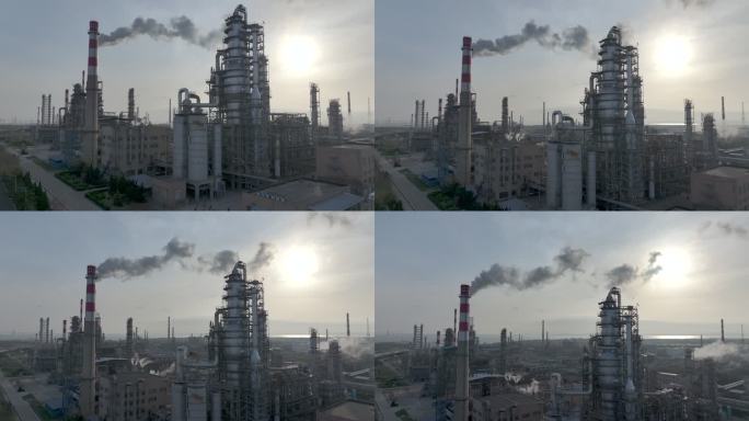 航拍视角青岛中国石化炼油厂