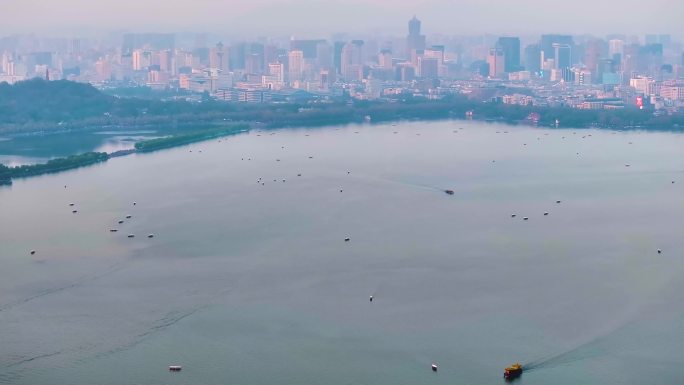 唯美杭州西湖美景大自然风光航拍杭州风景景