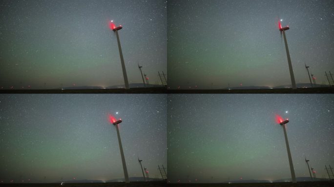 西北内蒙古甘肃风力发电星空银河延时摄影