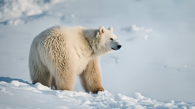 北极熊北极散步
