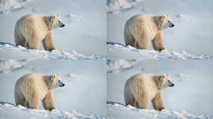 北极熊北极散步