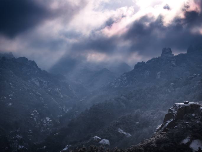 青岛崂山雪景航拍延时3