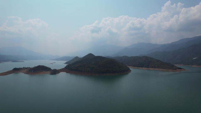 航拍湖南郴州旅游东江湖自然风景