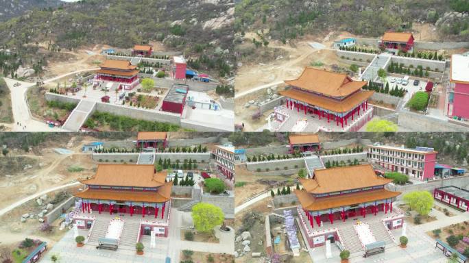 古建筑 邹城鸿山寺 大雄宝殿 航拍寺庙