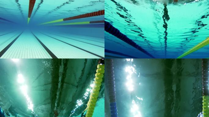 4k-游泳管水下空镜水中意境游泳池