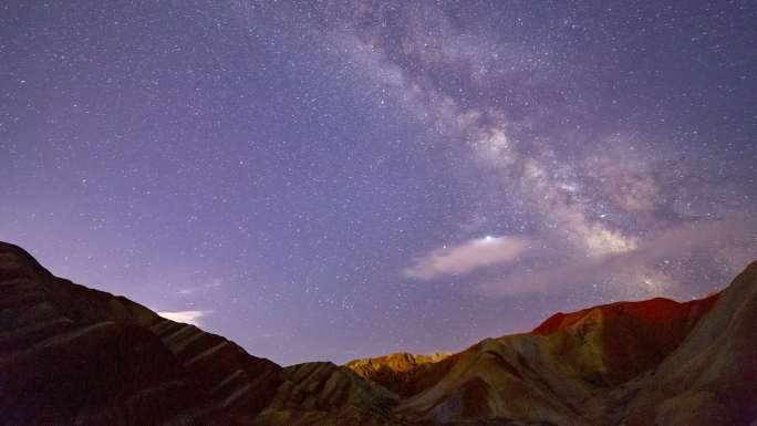 甘肃张掖七彩丹霞星空延时摄影