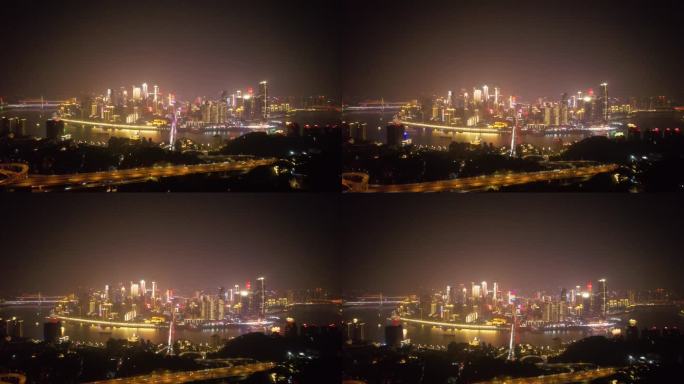 4K重庆渝中区全景夜景长江风光航拍视频