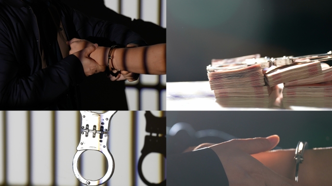 金钱监狱手铐意向特写纪律贪腐犯罪警示教育