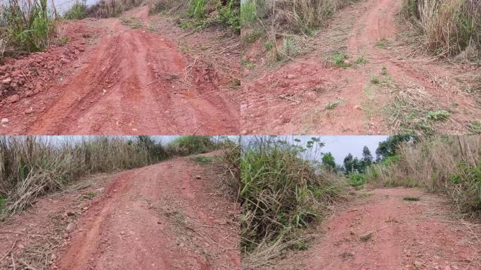 黄土坡泥巴路山间荒野小路上山道路野草山路