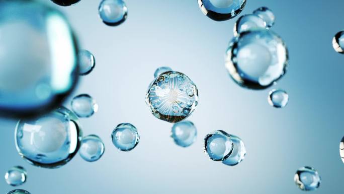 蓝色水分子细胞 化妆品补水广告动画