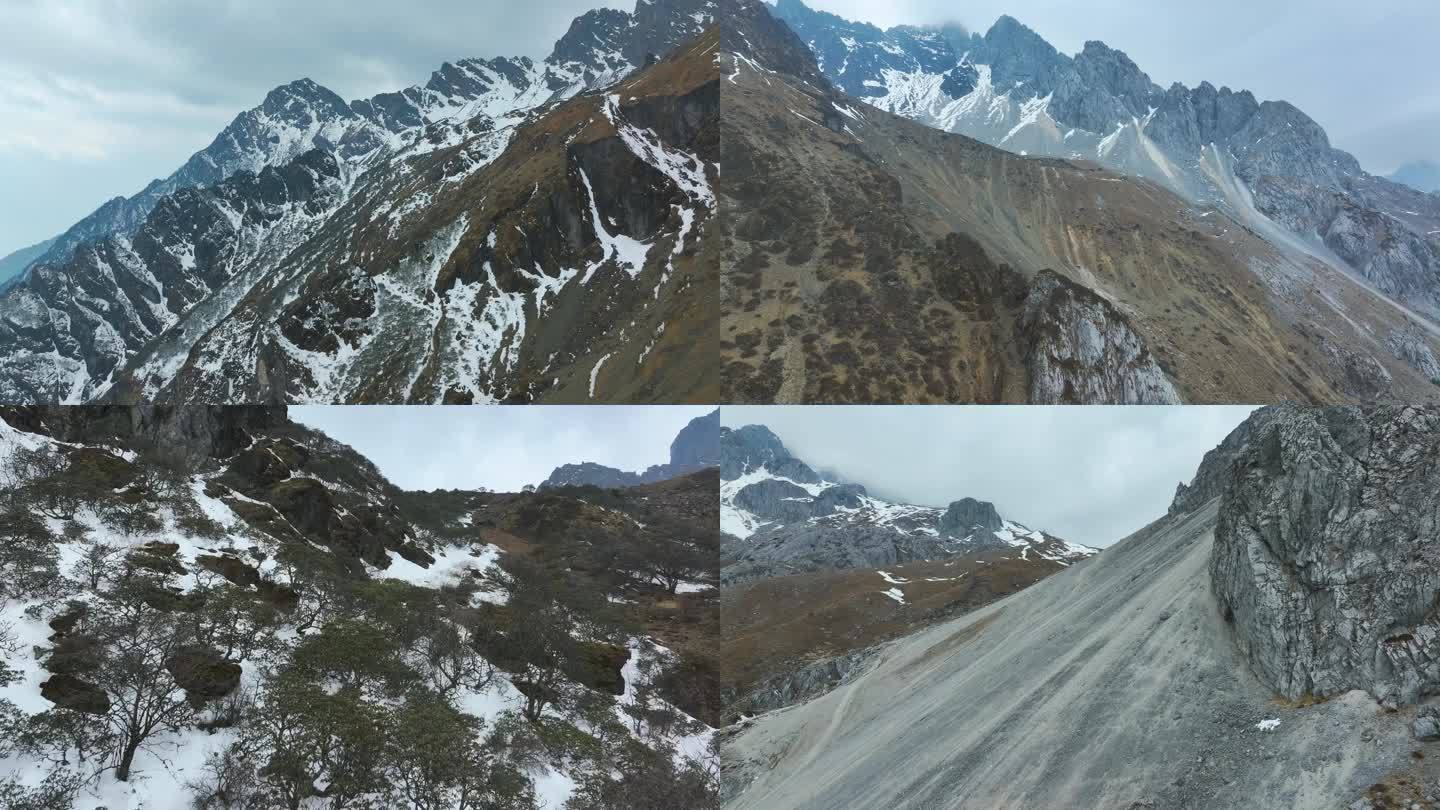 航拍玉龙雪山登山