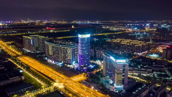 南京江北新区浦口研创园蓝调夜景延时