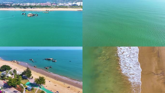 东海大海海边海水海浪沙滩海滩航拍风景唯美