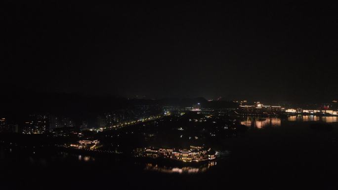 4K航拍浙江杭州淳安县千岛湖夜景风光