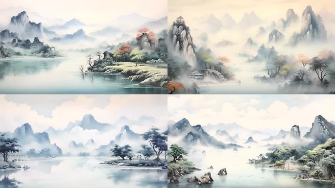 4k中国风写意山水画视频
