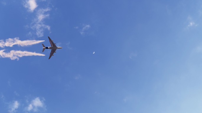 4K飞机天空飞过