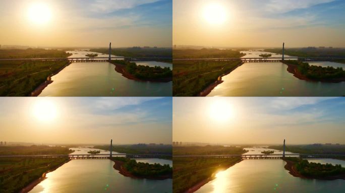 石家庄滹沱河夕阳湿地水系复兴大街大桥