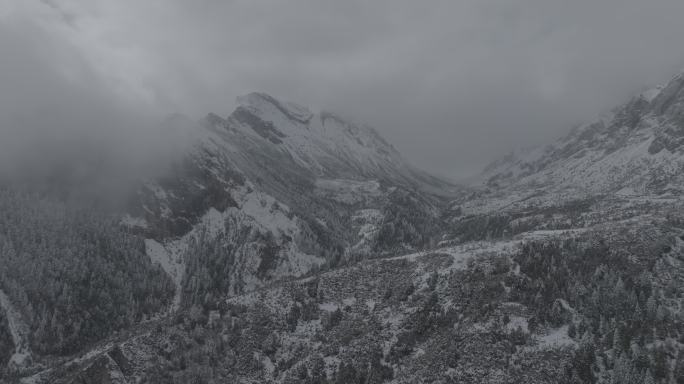 甘肃甘南迭部扎尕那航拍雪景4KDLOG