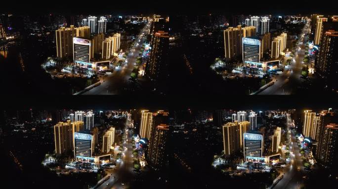 湖南怀化华园美美酒店夜景航拍城市宣传片