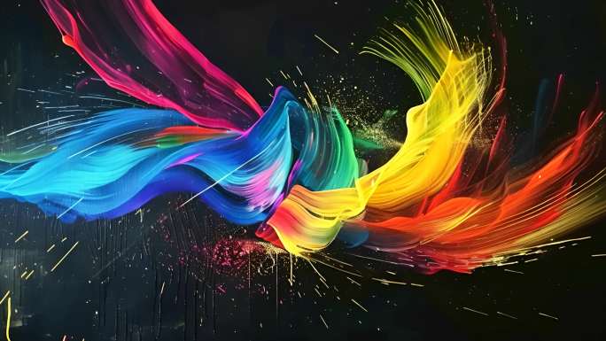 4k绚丽彩色流体 彩色水墨 抽象艺术