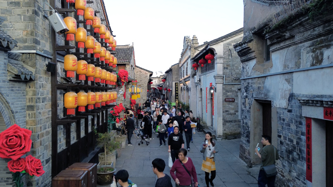 台州府城西门街历史街区街景航拍