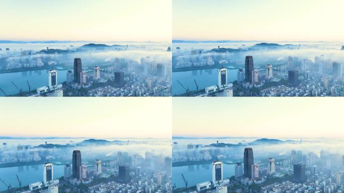 平流雾下的厦门市中心4K航拍