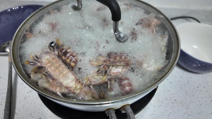 【4K】水煮皮皮虾慢镜头